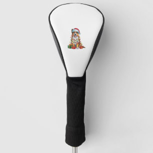 Xmas Lighting Santa Hat English Shepherd Dog Chris Golf Head Cover