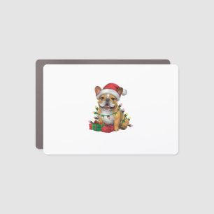 Xmas Lighting Santa Hat French Bulldog Christmas _ Car Magnet