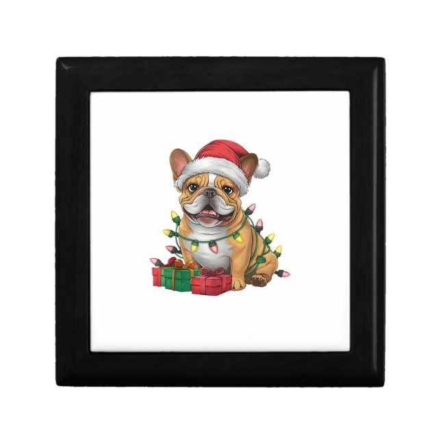 Xmas Lighting Santa Hat French Bulldog Christmas _ Gift Box (Front)