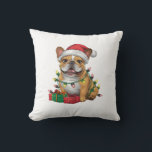 Xmas Lighting Santa Hat French Bulldog Christmas _ Throw Pillow<br><div class="desc">Xmas Lighting Santa Hat French Bulldog Christmas _1</div>