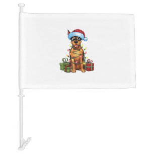Xmas Lighting Santa Hat German Pinscher Dog Christ Car Flag