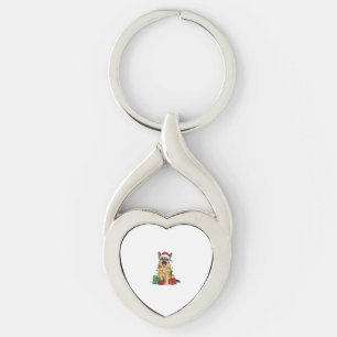 Xmas Lighting Santa Hat German Shepherd Dog Christ Keychain