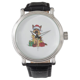 Xmas Lighting Santa Hat German Shepherd Dog Christ Watch
