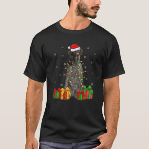 Xmas Lighting Santa Hat German Shorthaired Pointer T-Shirt