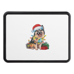 Xmas Lighting Santa Hat German Spitz Dog Christmas Hitch Cover