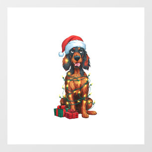 Xmas Lighting Santa Hat Gordon Setter Dog Christma Wall Decal