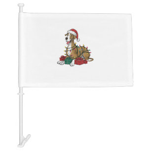 Xmas Lighting Santa Hat Great Dane Dog Christmas _ Car Flag