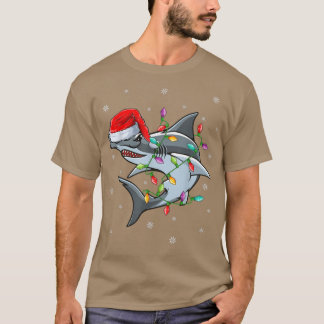 Xmas Lighting Santa Hat Hammerhead Shark Christmas T-Shirt