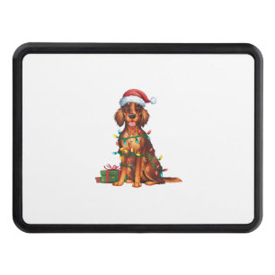 Xmas Lighting Santa Hat Irish Setter Dog Christmas Hitch Cover