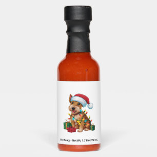 Xmas Lighting Santa Hat Irish Terrier Dog Christma Hot Sauces
