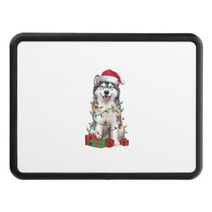 Xmas Lighting Santa Hat Irish Water Spaniel Dog Ch Hitch Cover