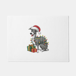 Xmas Lighting Santa Hat Italian Greyhound Dog Chri Doormat