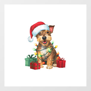 Xmas Lighting Santa Hat Jagdterrier Dog Christmas Wall Decal