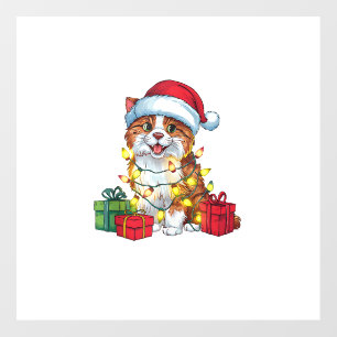 Xmas Lighting Santa Hat Karelian Bear Dog Christma Wall Decal