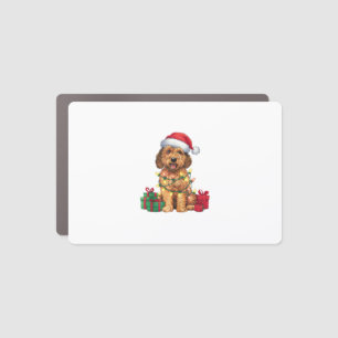 Xmas Lighting Santa Hat Labradoodle Dog Christmas Car Magnet
