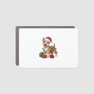 Xmas Lighting Santa Hat Lakeland Terrier Dog Chris Car Magnet