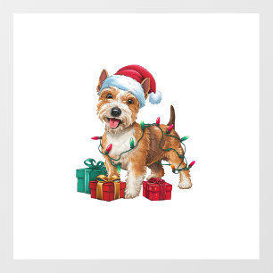 Xmas Lighting Santa Hat Lakeland Terrier Dog Chris Wall Decal