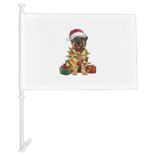 Xmas Lighting Santa Hat Leonberger Dog Christmas _ Car Flag