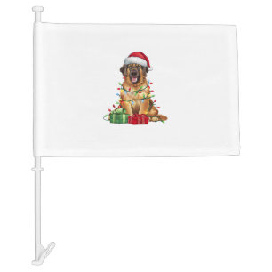 Xmas Lighting Santa Hat Leonberger Dog Christmas Car Flag