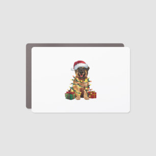 Xmas Lighting Santa Hat Leonberger Dog Christmas _ Car Magnet