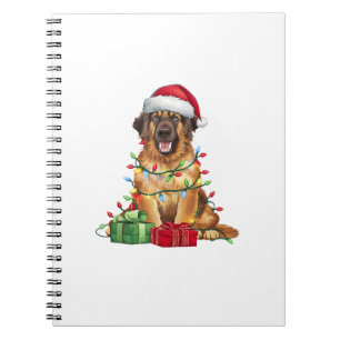 Xmas Lighting Santa Hat Leonberger Dog Christmas Notebook