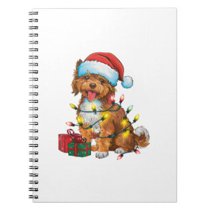 Xmas Lighting Santa Hat Lowchen Dog Christmas Notebook