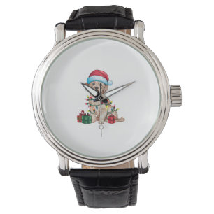 Xmas Lighting Santa Hat Maltese Dog Christmas Watch