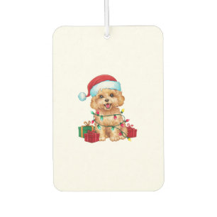 Xmas Lighting Santa Hat Maltipoo Dog Christmas Air Freshener