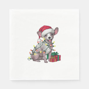 Xmas Lighting Santa Hat Mexican Hairless Dogs Chri Napkins