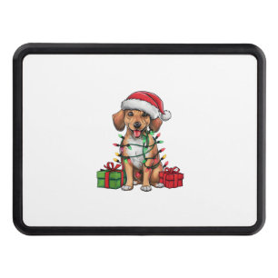 Xmas Lighting Santa Hat Mountain Cur Dog Christmas Hitch Cover