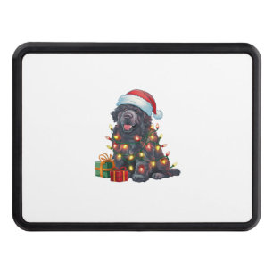 Xmas Lighting Santa Hat Newfoundland Dog Christmas Hitch Cover