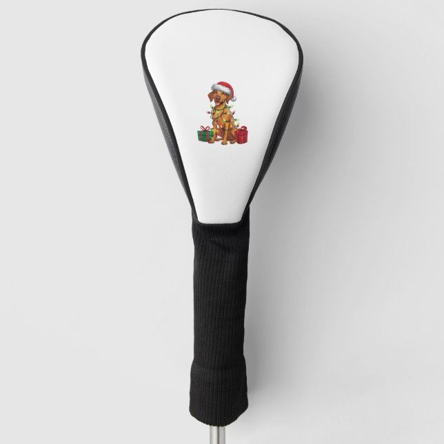 Xmas Lighting Santa Hat Rhodesian Ridgeback Dog Ch Golf Head Cover (Front)