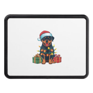 Xmas Lighting Santa Hat Rottweiler Dog Christmas Hitch Cover