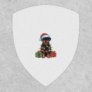 Xmas Lighting Santa Hat Rottweiler Dog Christmas  Patch