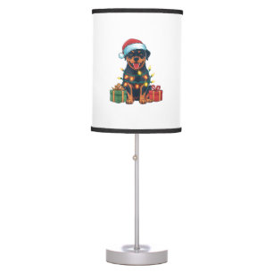 Xmas Lighting Santa Hat Rottweiler Dog Christmas  Table Lamp