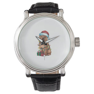 Xmas Lighting Santa Hat Shar Pei Dog Christmas Watch