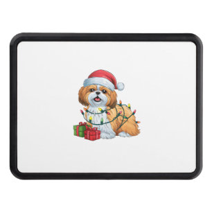Xmas Lighting Santa Hat Shih Tzu Dog Christmas Hitch Cover