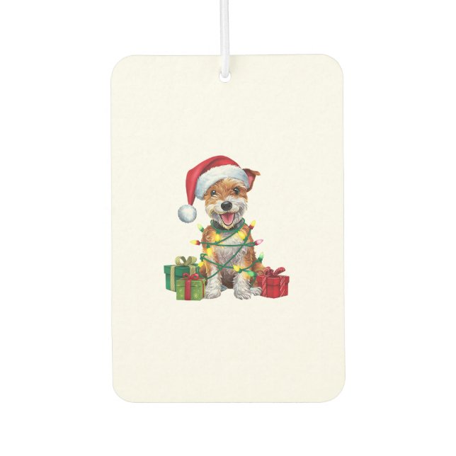 Xmas Lighting Santa Hat Skye Terrier Dog Christmas Air Freshener (Front)