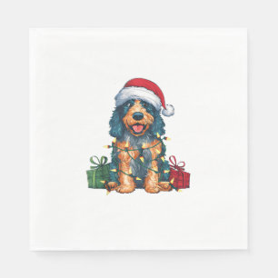 Xmas Lighting Santa Hat Spanish Water Dog Christma Napkins