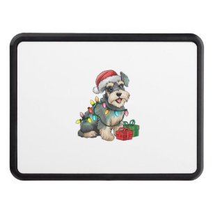 Xmas Lighting Santa Hat Standard Schnauzer Dog Chr Hitch Cover
