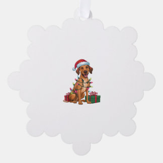 Xmas Lighting Santa Hat Thai Ridgeback Dog Christm Ornament Card