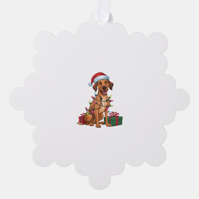 Xmas Lighting Santa Hat Thai Ridgeback Dog Christm Ornament Card (Front)