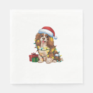 Xmas Lighting Santa Hat Tibetan Spaniel Dog Christ Napkins