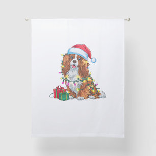 Xmas Lighting Santa Hat Tibetan Spaniel Dog Christ Sheer Curtains