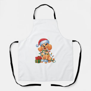 Xmas Lighting Santa Hat Toy Poodle Dog Christmas Apron