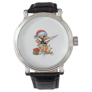 Xmas Lighting Santa Hat Toy Poodle Dog Christmas Watch