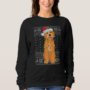 Xmas Lighting Santa Hat Ugly Goldendoodle Christma Sweatshirt