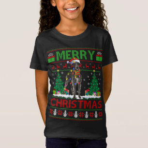 Xmas Lighting Santa Hat Ugly Irish Wolfhound Chris T-Shirt
