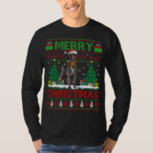 Xmas Lighting Santa Hat Ugly Irish Wolfhound Chris T-Shirt