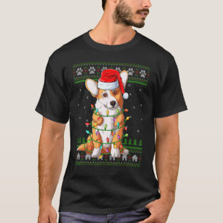 Xmas Lighting Santa Hat Ugly Welsh Corgi Christmas T-Shirt